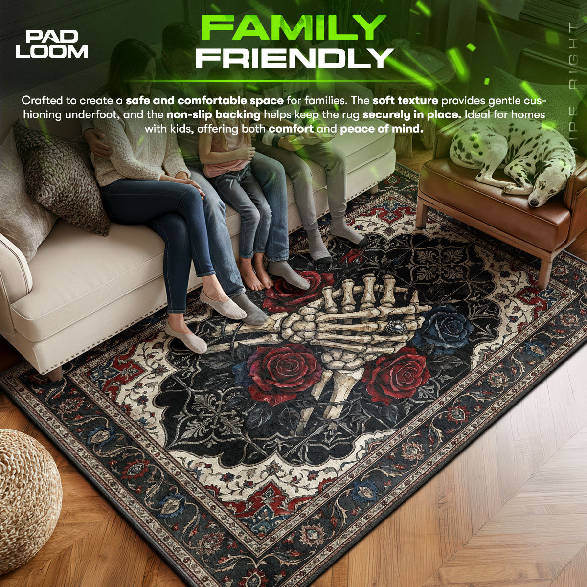 Area character design printed on rug