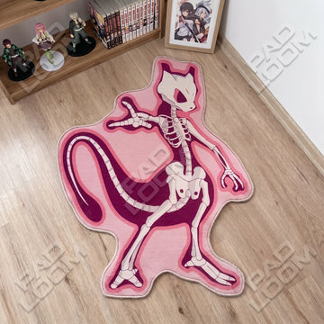 Skeleton Mewtwo Rug - Shaped Anime Area Rug