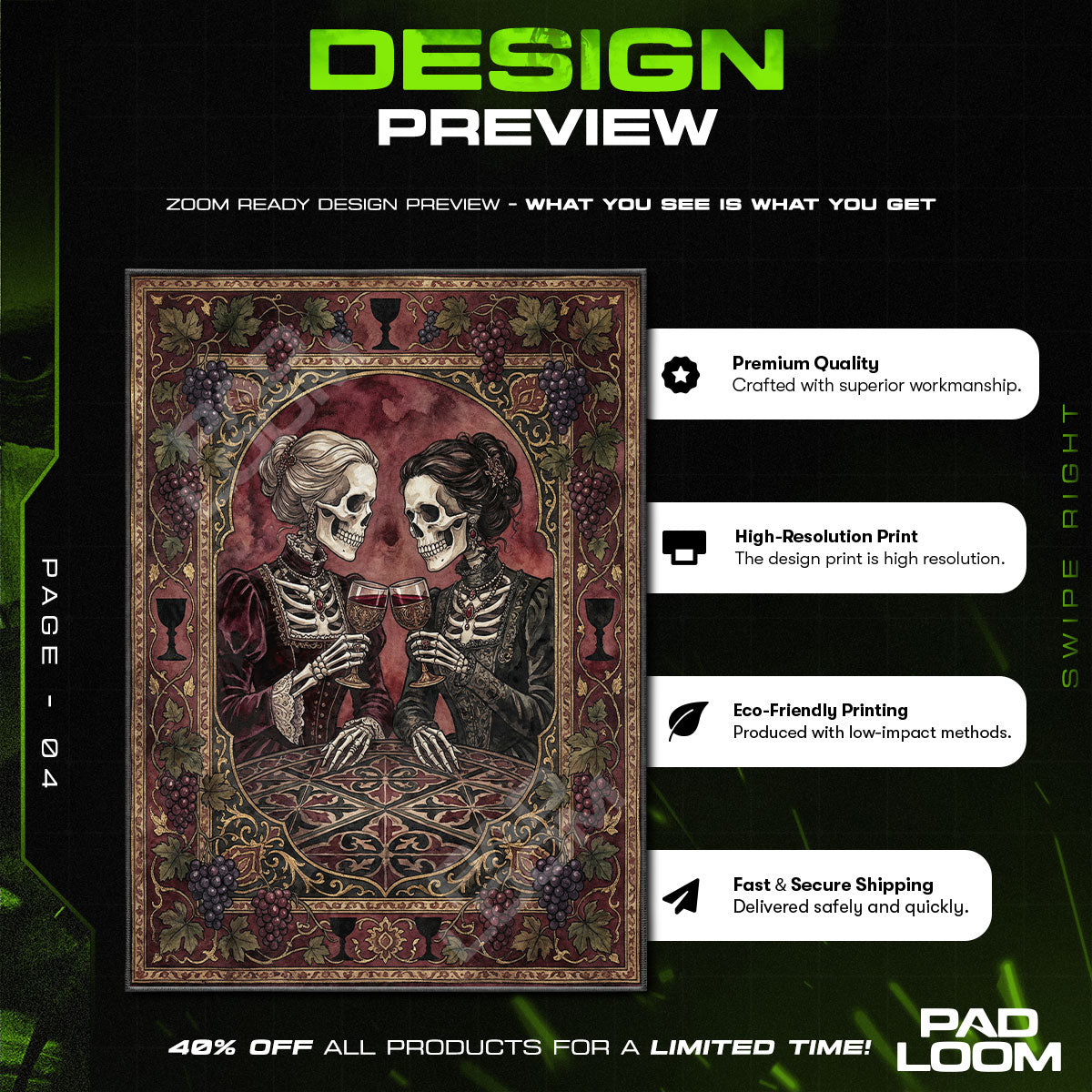 Skeleton Wine Toast Victorian Area rug — main product view