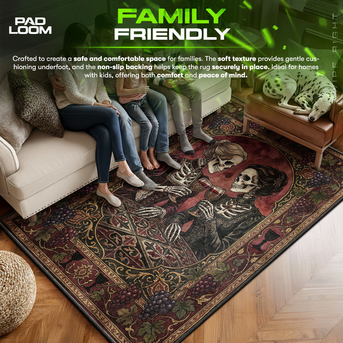 Area character design printed on rug