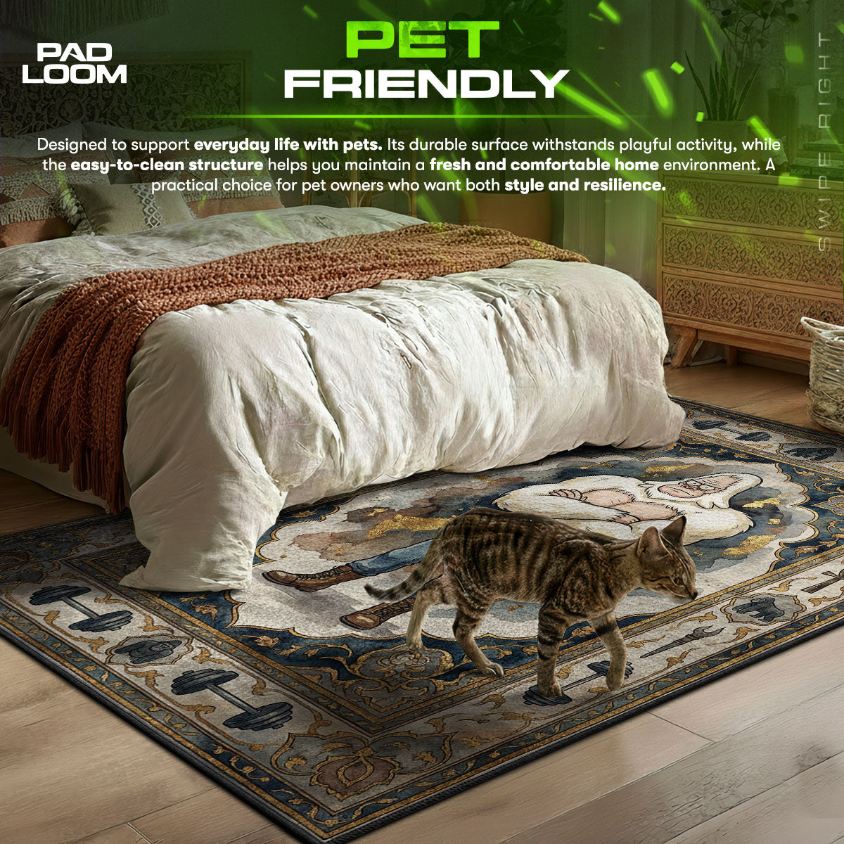 Skips Regular themed area rug for home decor fans