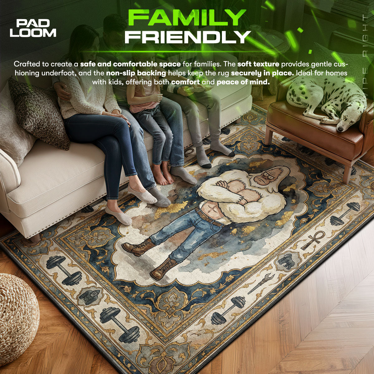Area character design printed on rug