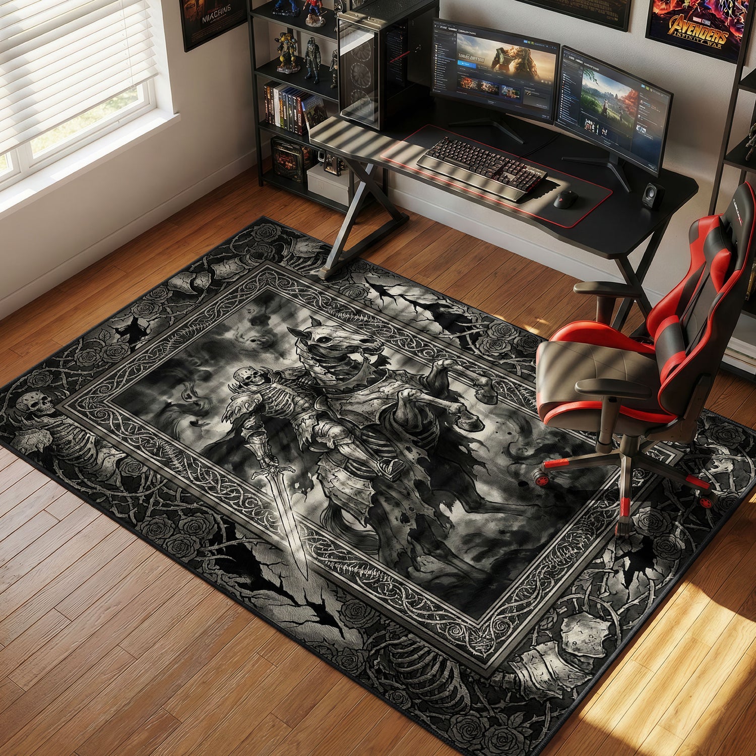 Skull Knight Skeleton Horseman Berserk Chair rug — main product view