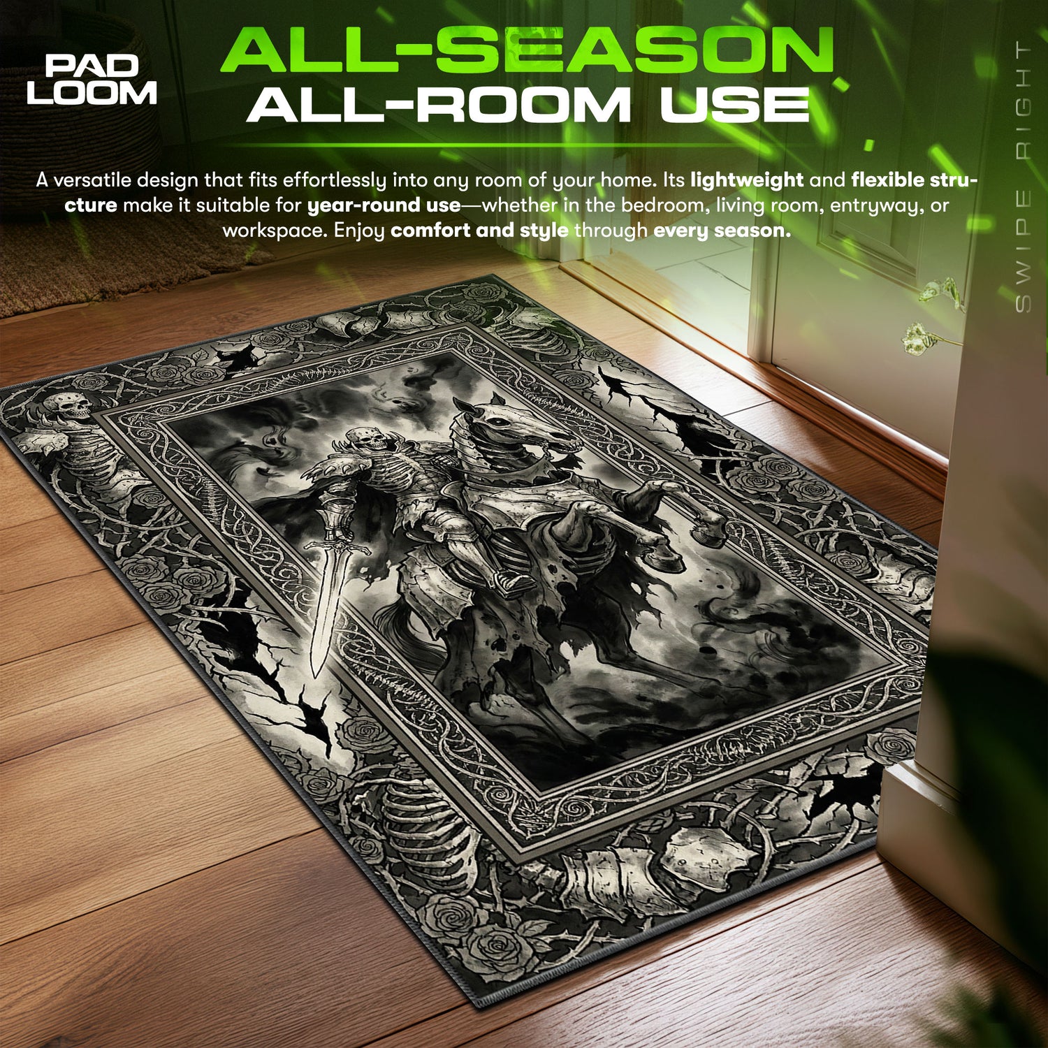 Skull Knight Skeleton Horseman Berserk Chair fan rug — premium quality print