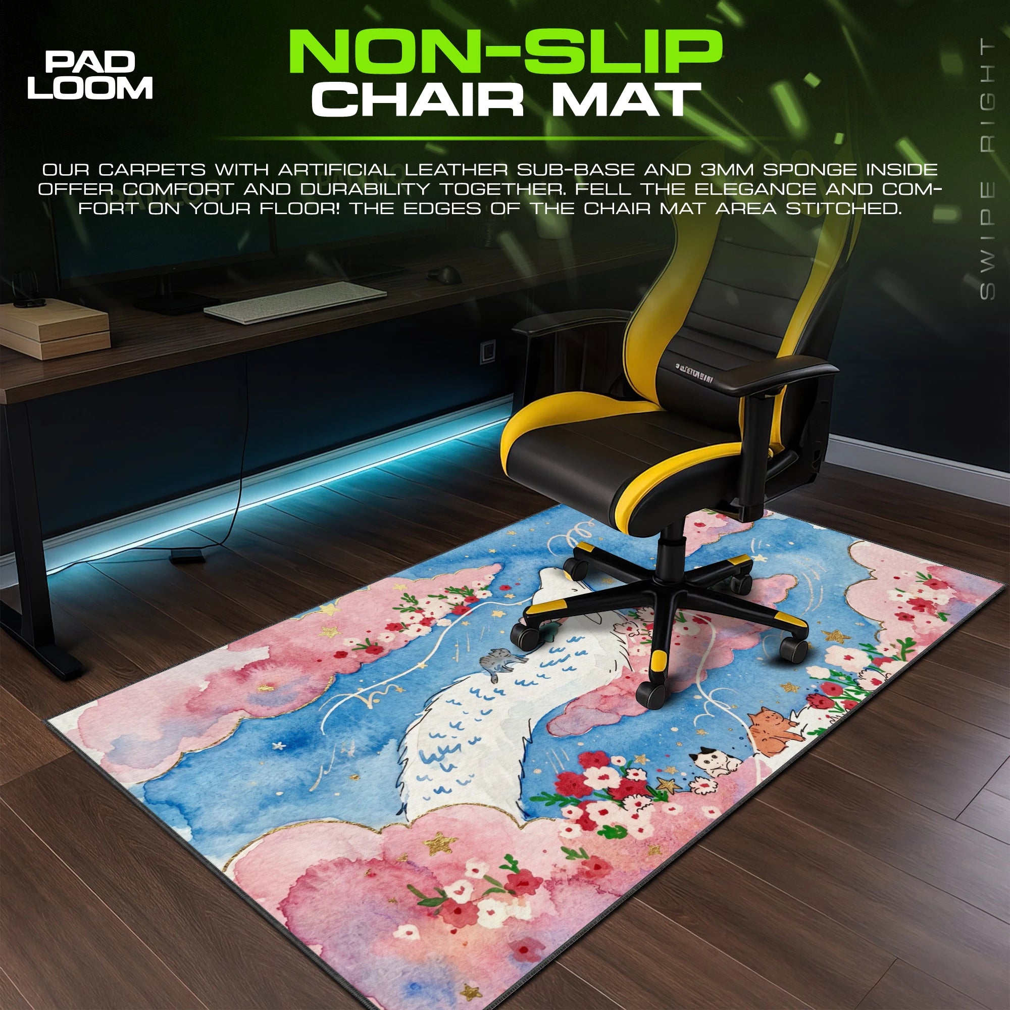 Sky Whale Bloom Voyage Mouse Pad - Kawaii Desk Mat
