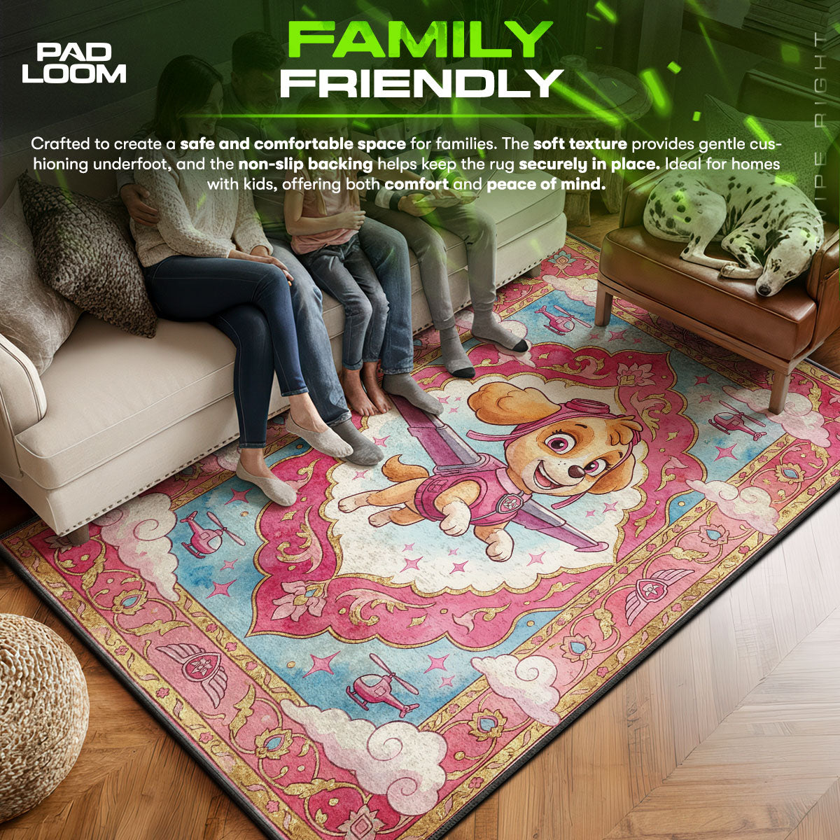 Bedroom character design printed on rug
