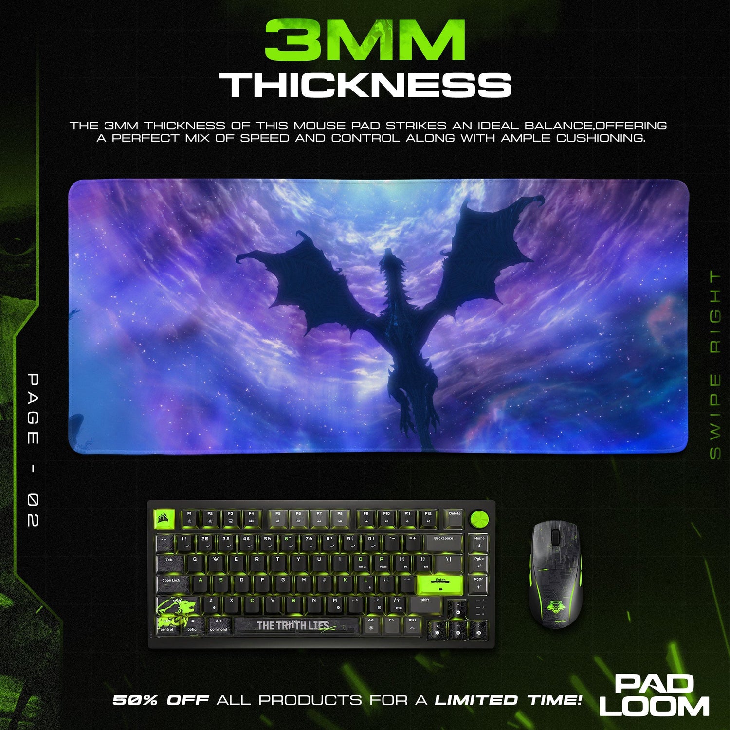 Skyrim Alduin Mouse Pad, Game Dragon Gaming Desk Mat Padloom