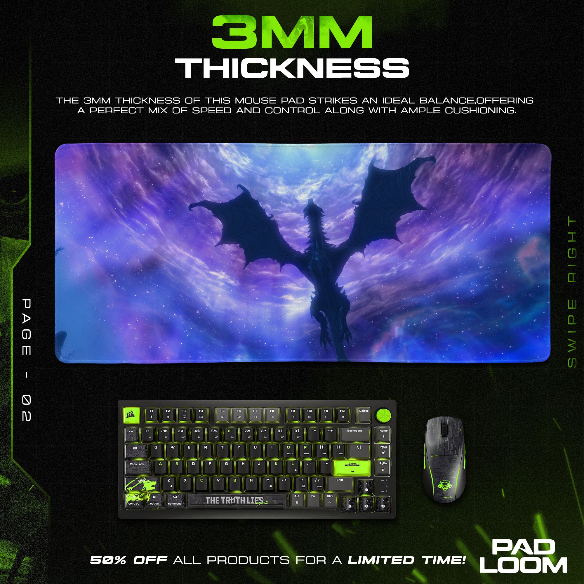 Skyrim Alduin Mouse Pad, Game Dragon Gaming Desk Mat
