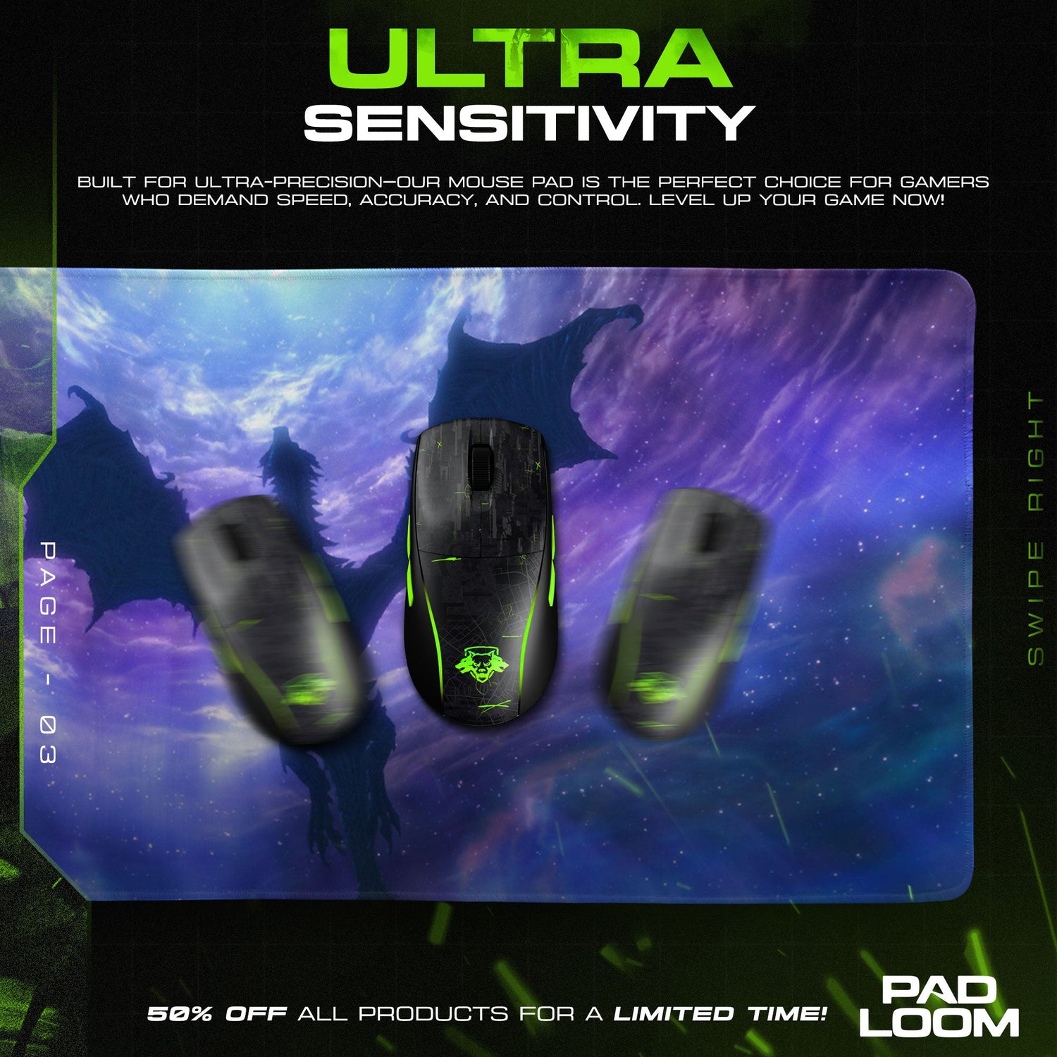 Skyrim Alduin Mouse Pad, Game Dragon Gaming Desk Mat Padloom