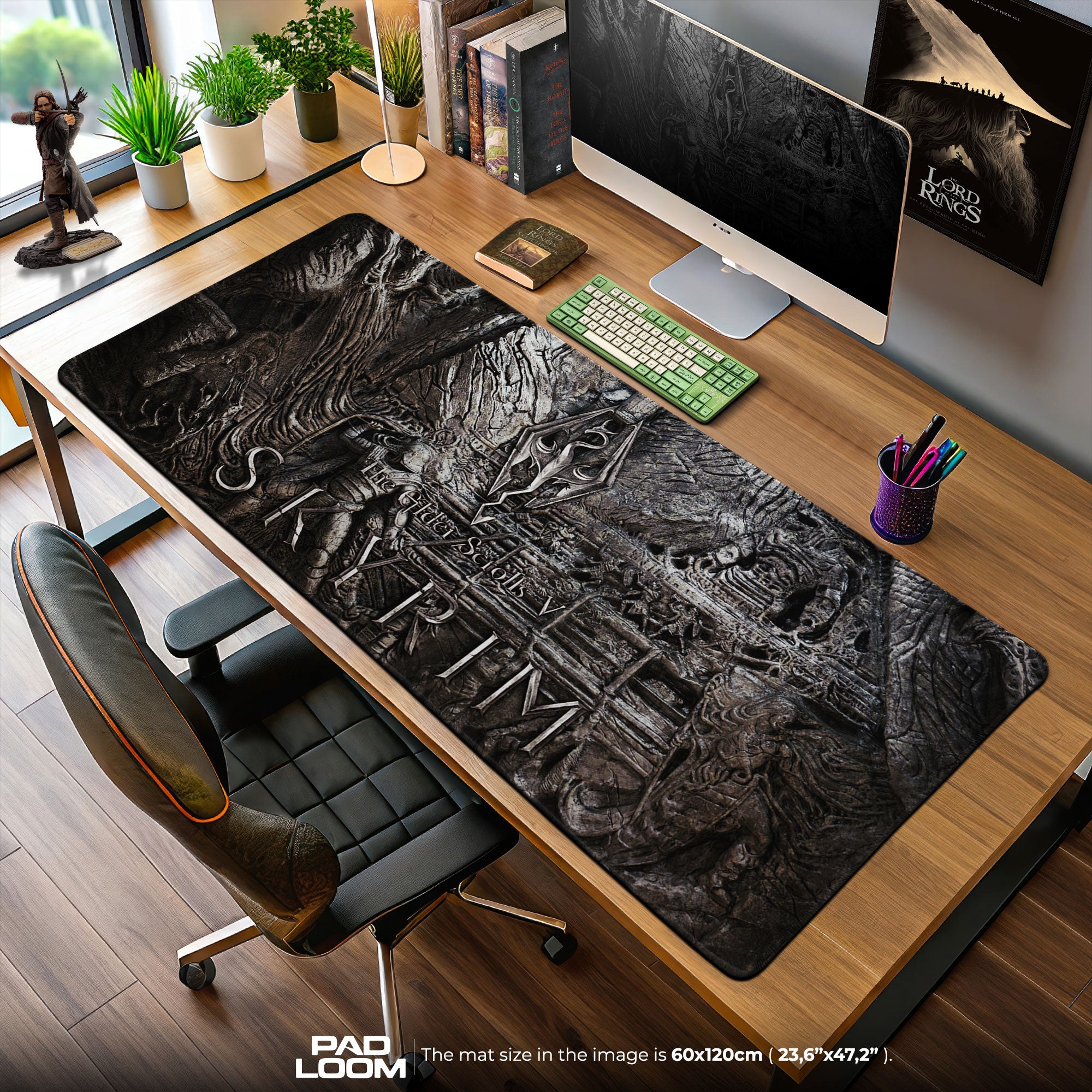 Skyrim Dragon Emblem Mouse Pad, Game Art Gaming Desk Mat