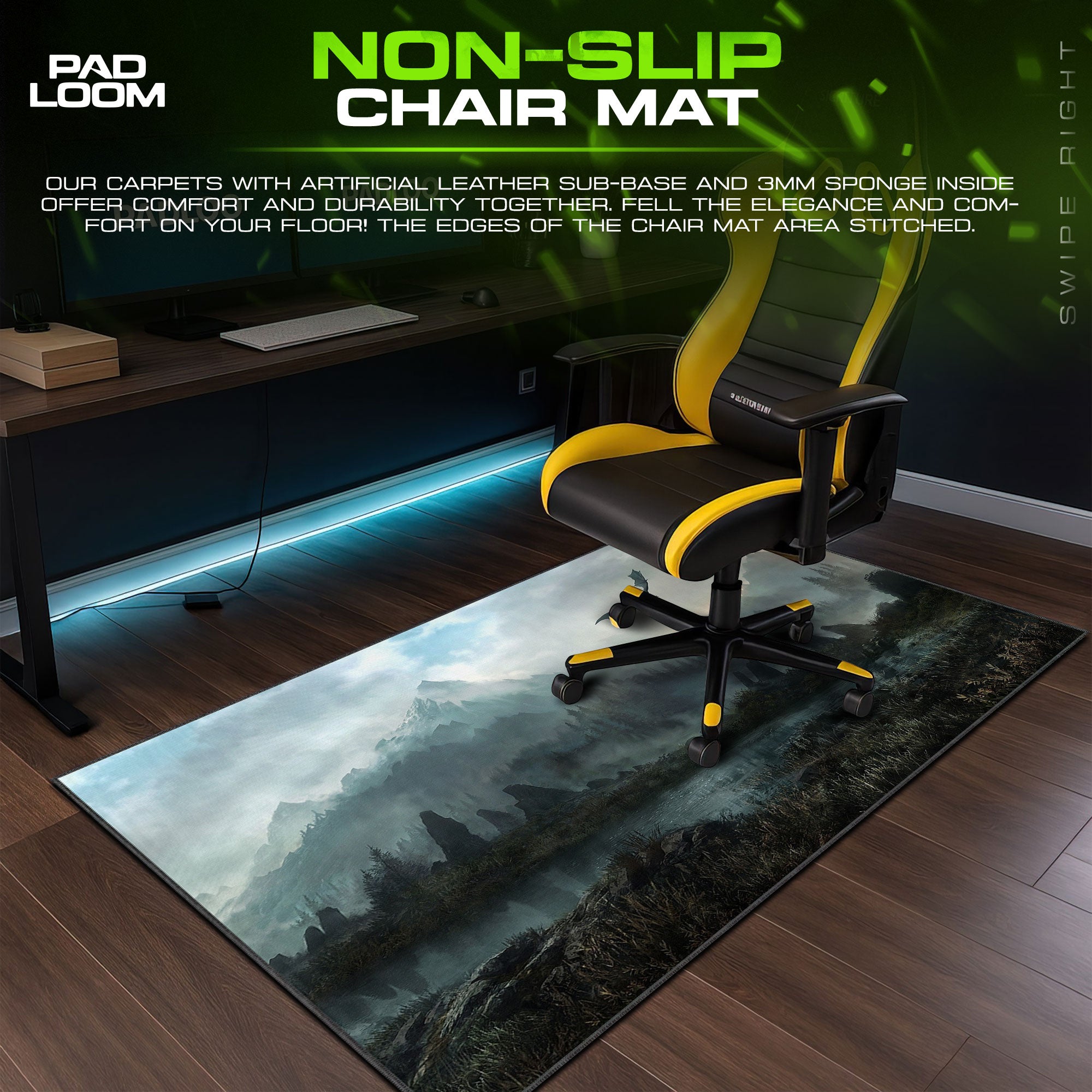 Skyrim Dragon Over Mountain Mouse Pad, Game Skyrim Gaming Desk Mat