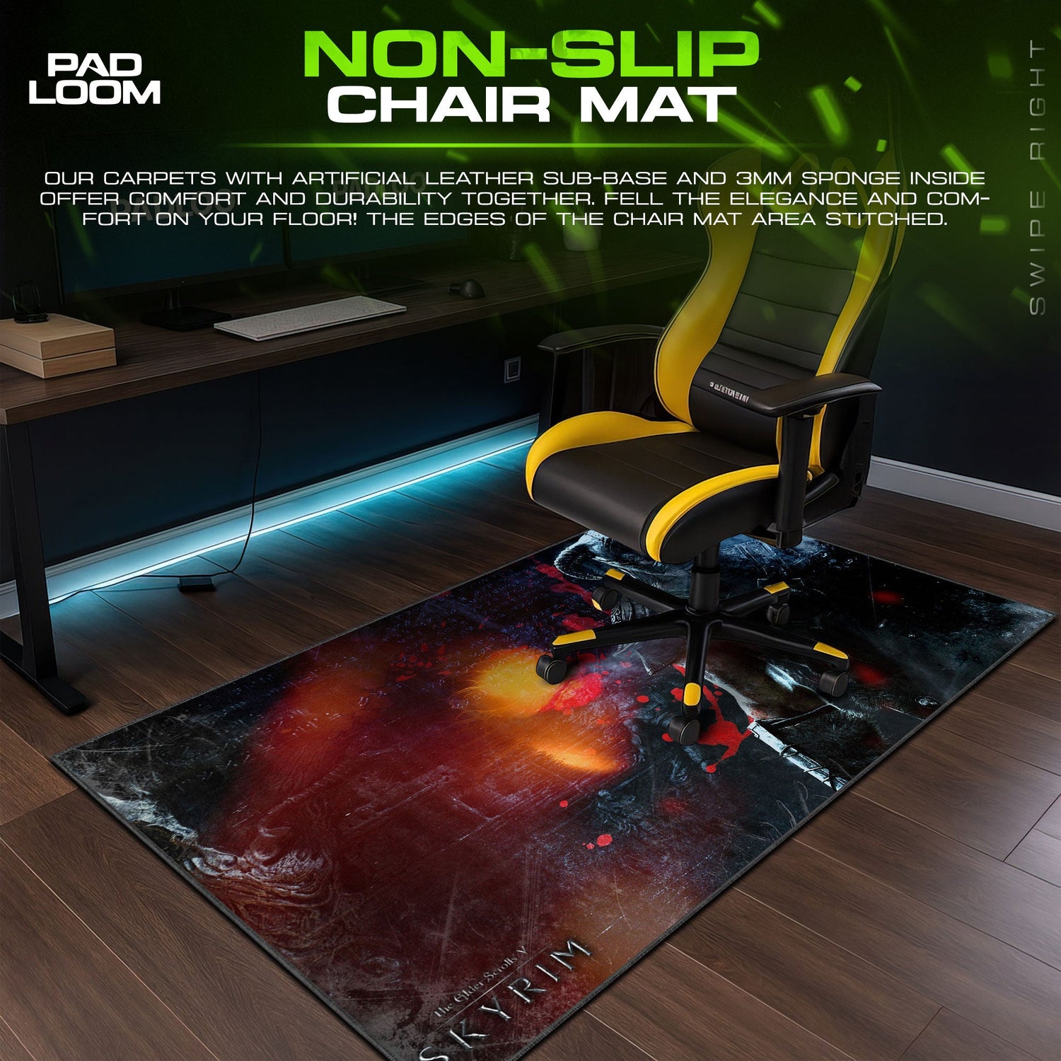 Skyrim Dragonborn Mouse Pad, Game Hero Gaming Desk Mat Padloom
