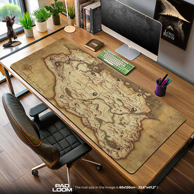 Skyrim Map Mouse Pad, Elder Scrolls Province Gaming Desk Mat