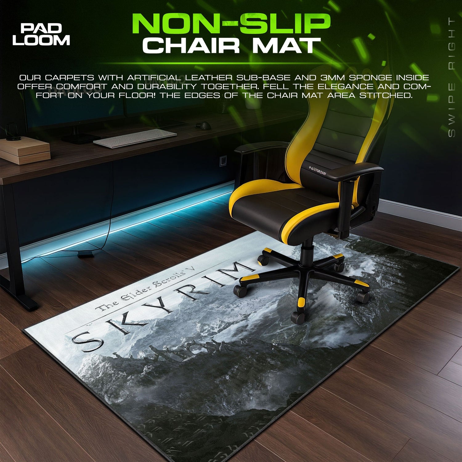 Skyrim Nordic Peaks Mouse Pad, Game Landscape Gaming Desk Mat Padloom