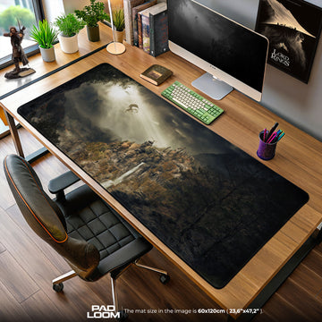 Skyrim Waterfall Ruins Mouse Pad, Game Fantasy Gaming Desk Mat