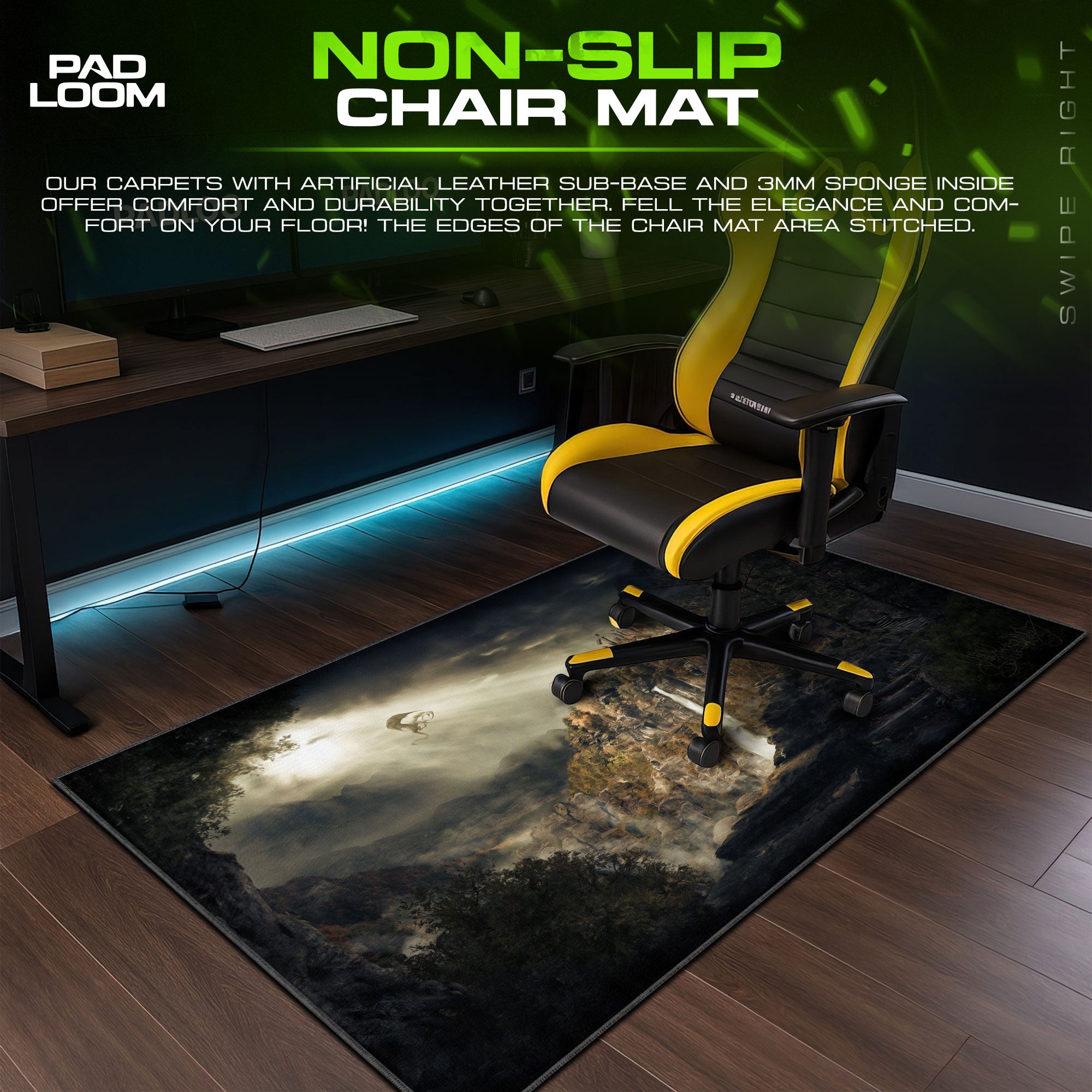Skyrim Waterfall Ruins Mouse Pad, Game Fantasy Gaming Desk Mat