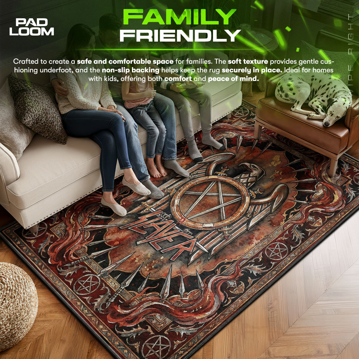 Area character design printed on rug