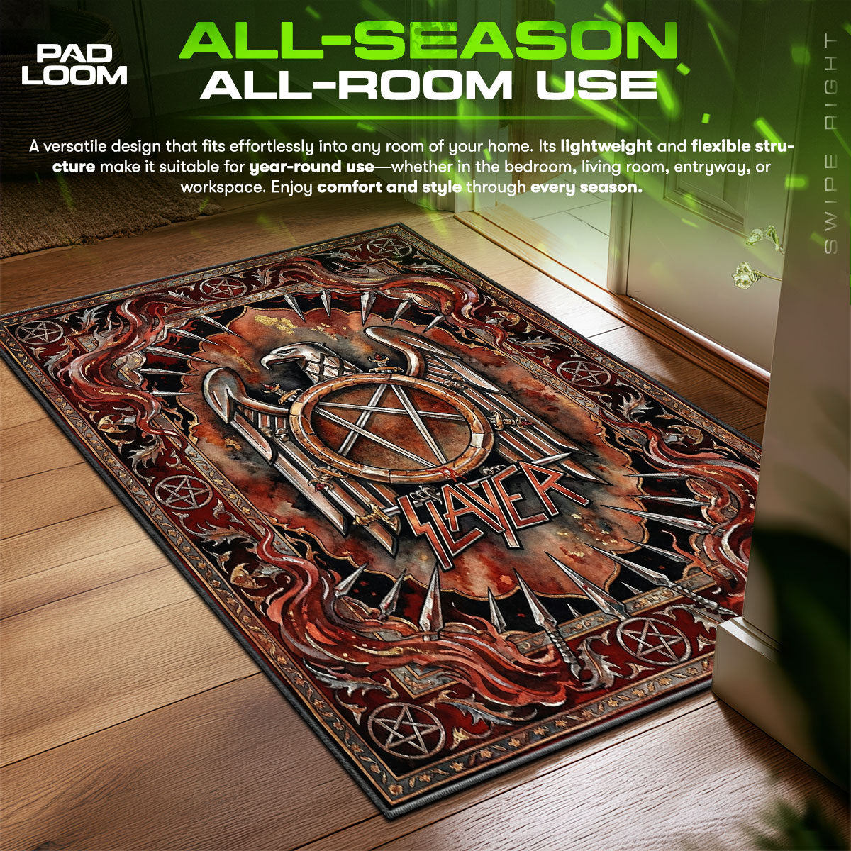 Detailed close-up of Slayer rug pattern