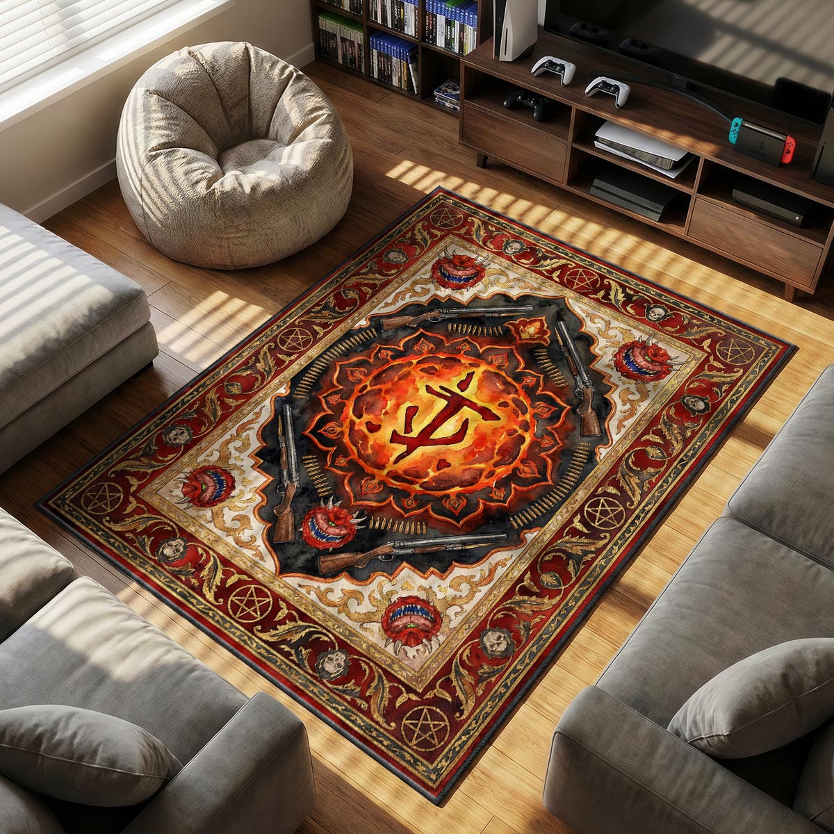 Slayer Mark themed area rug for home decor fans