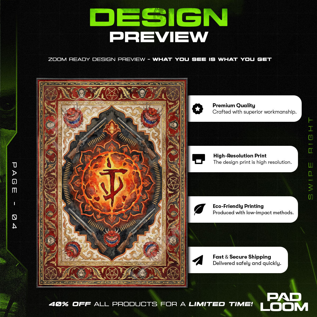 Room character design printed on rug
