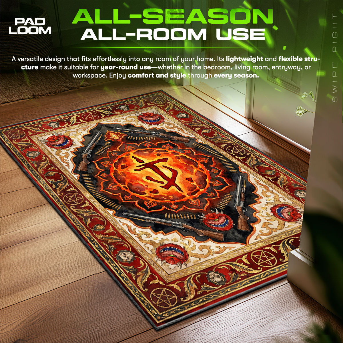Slayer Mark Demonic Doom Room fan rug — premium quality print