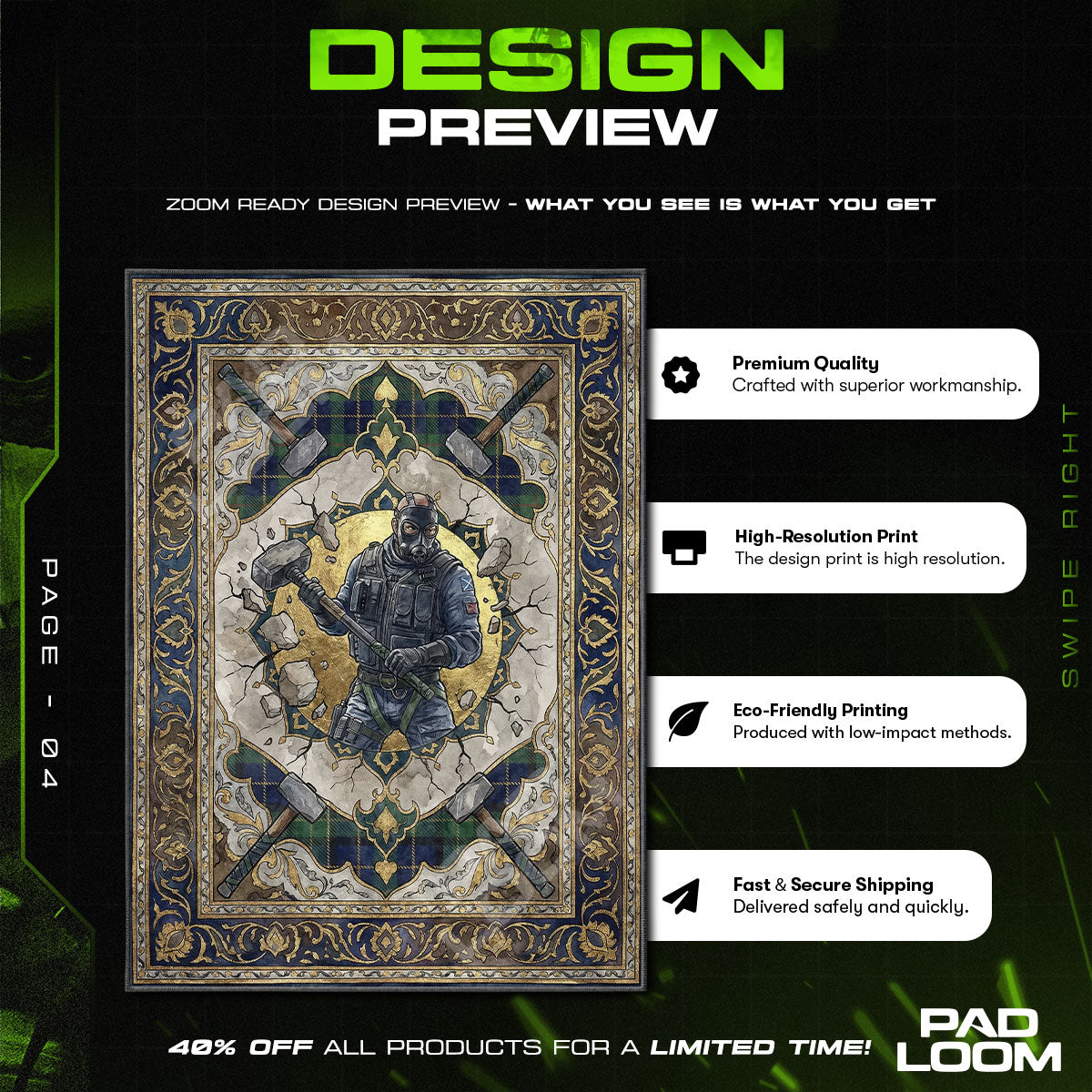 Sledge Hammer Breach Rug - Rainbow Six Siege Chair Mat