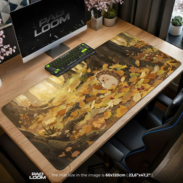 Sleeping Hedgehog Autumn Wood Mouse Pad - Cozy Mat