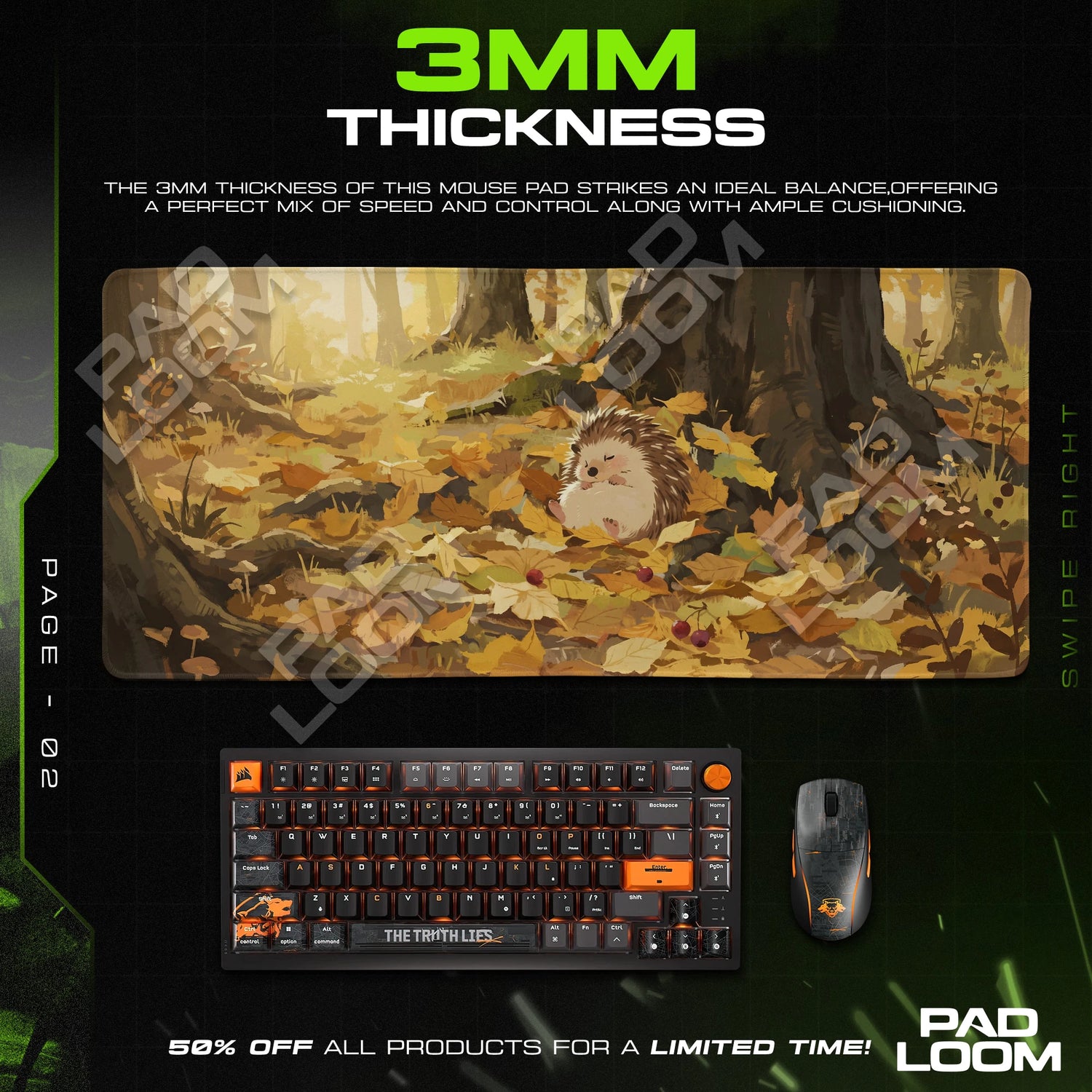 Sleeping Hedgehog Autumn Wood Mouse Pad - Cozy Mat