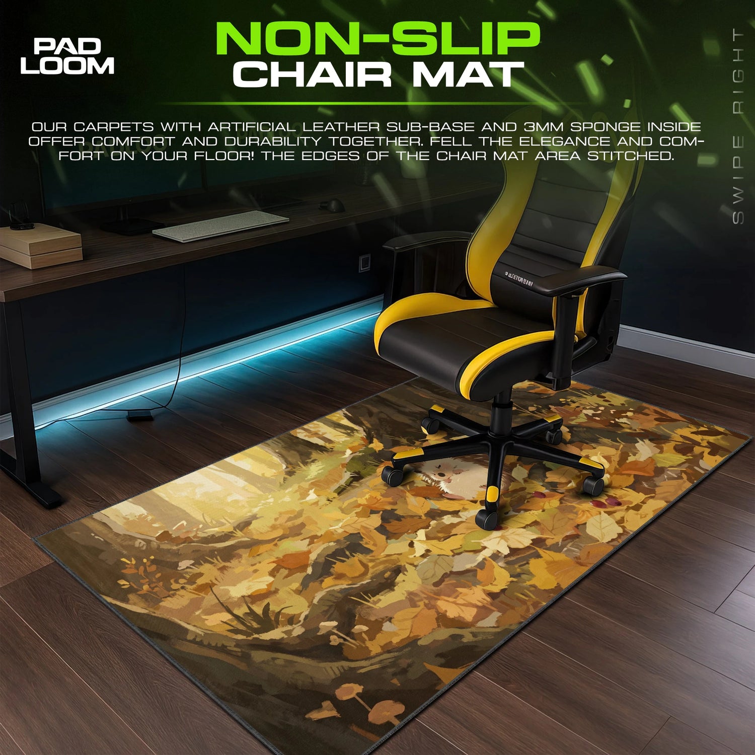 Sleeping Hedgehog Autumn Wood Mouse Pad - Cozy Mat