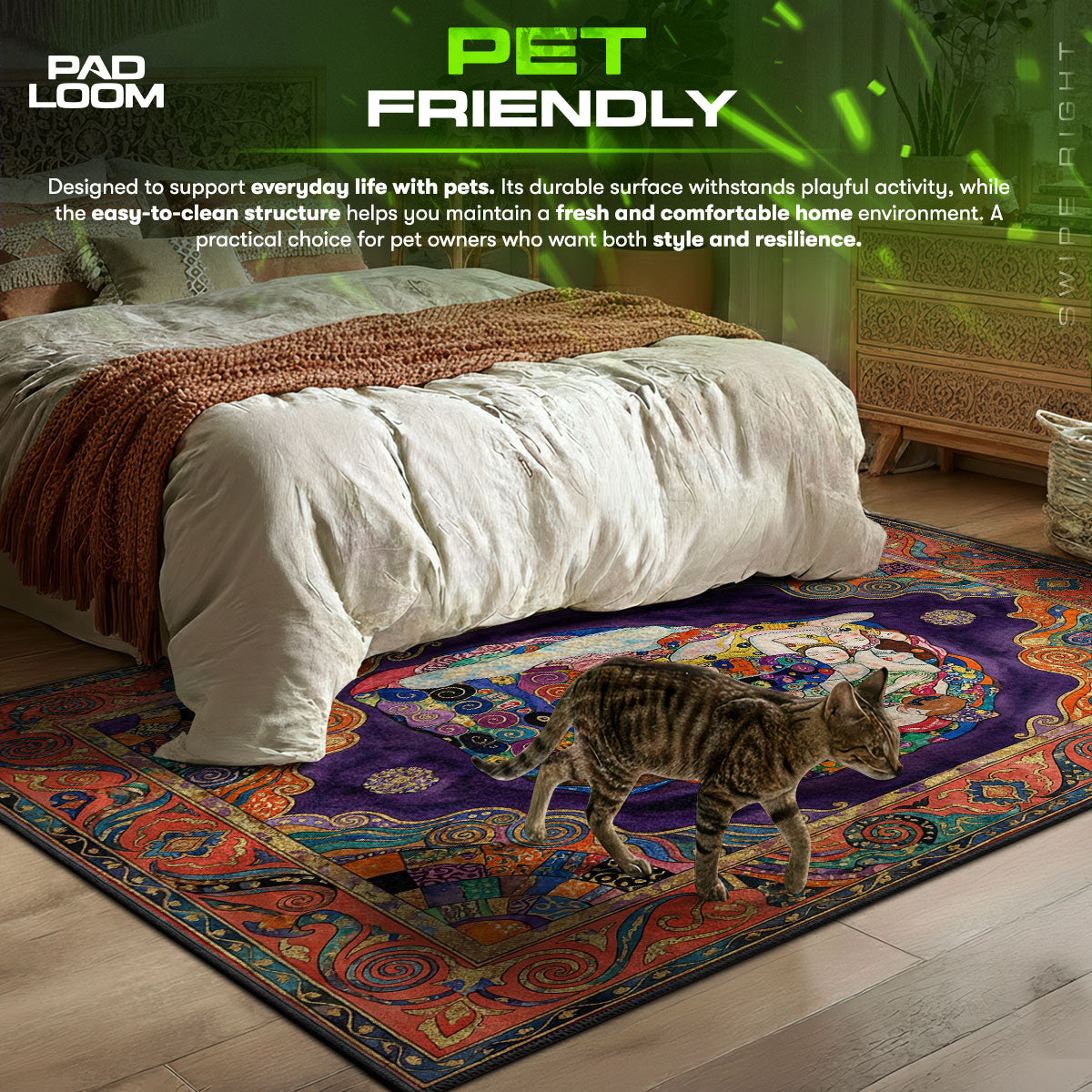 Sleeping Muses themed area rug for home decor fans