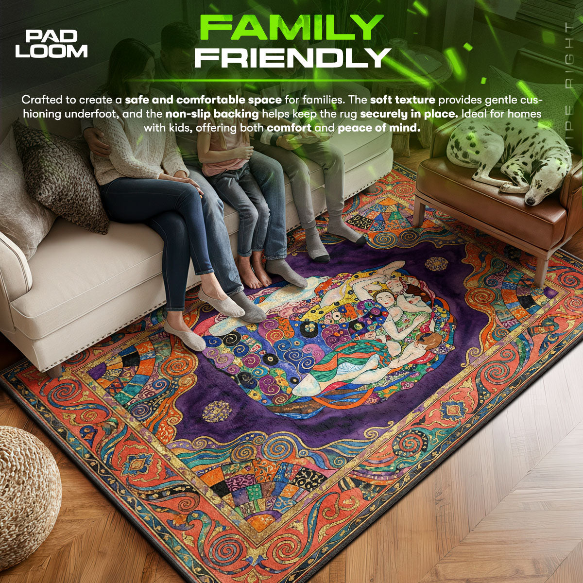 Area character design printed on rug