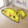 Sleeping Pikachu shaped area rug, die-cut anime rug