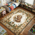 sleepy baby bear moon woodland nursery kids bedroom area rug