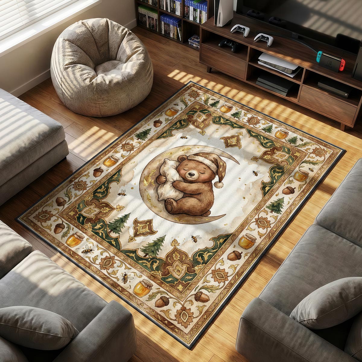 Sleepy Baby themed area rug for home decor fans