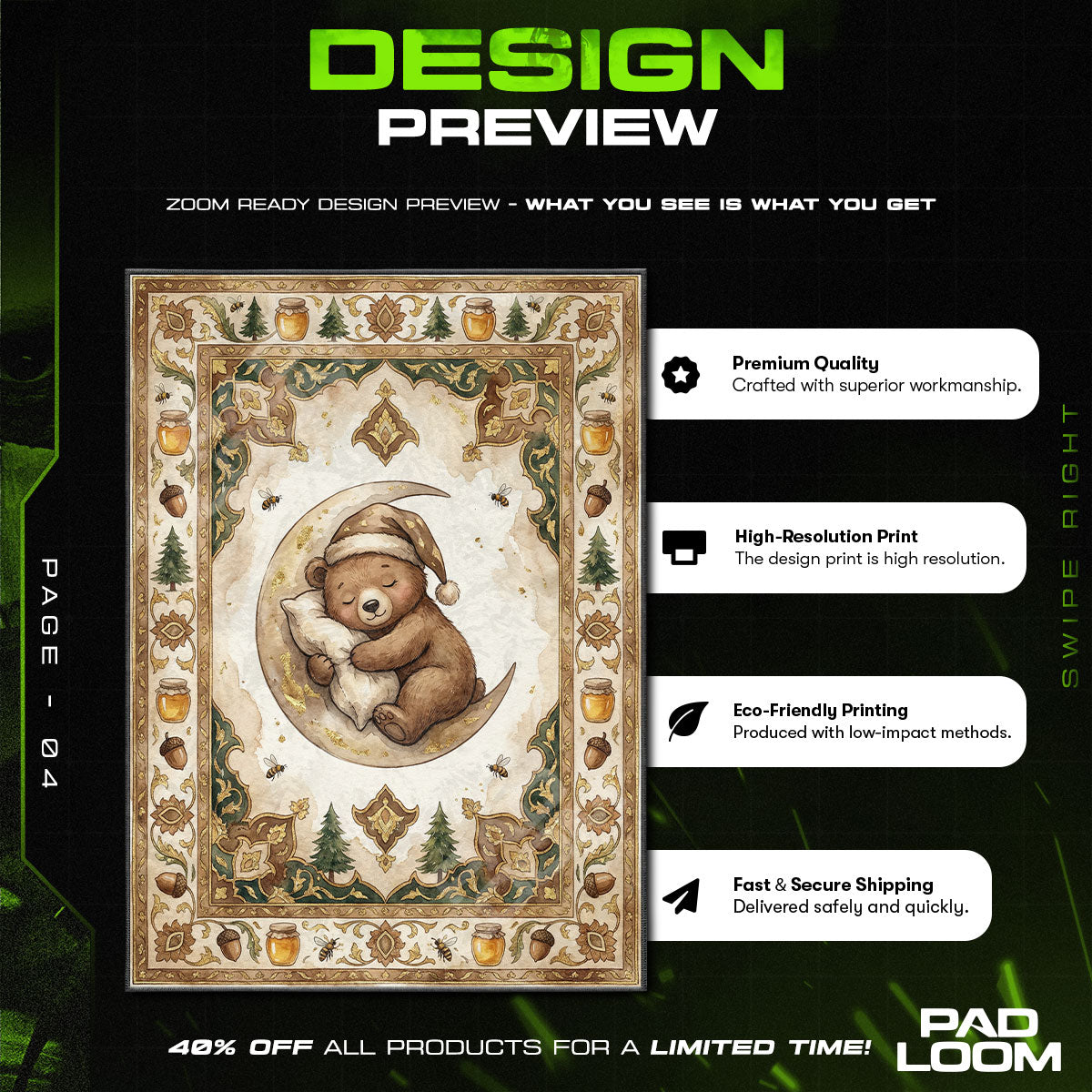 Kids character design printed on rug