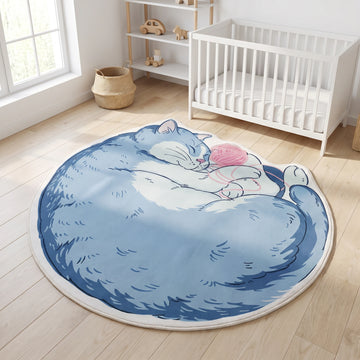 Sleepy Cat Rug - Shaped Nursery Area Rug