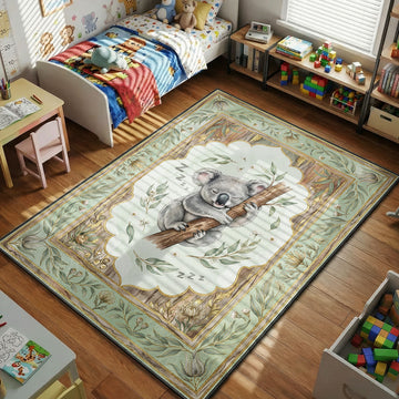 sleepy koala eucalyptus tree nursery kids bedroom area rug