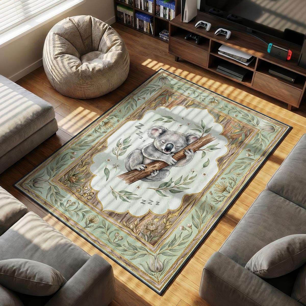 Sleepy Koala Rug - Eucalyptus Nursery & Kids Room Mat