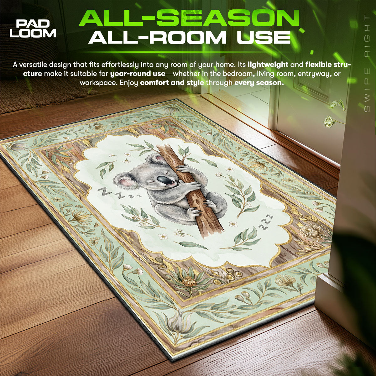 Sleepy Koala Rug - Eucalyptus Nursery & Kids Room Mat