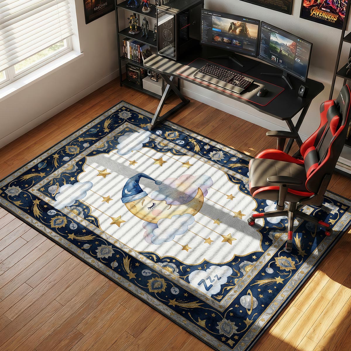 Sleepy Moon Stars Rug - Kids Floor Mat