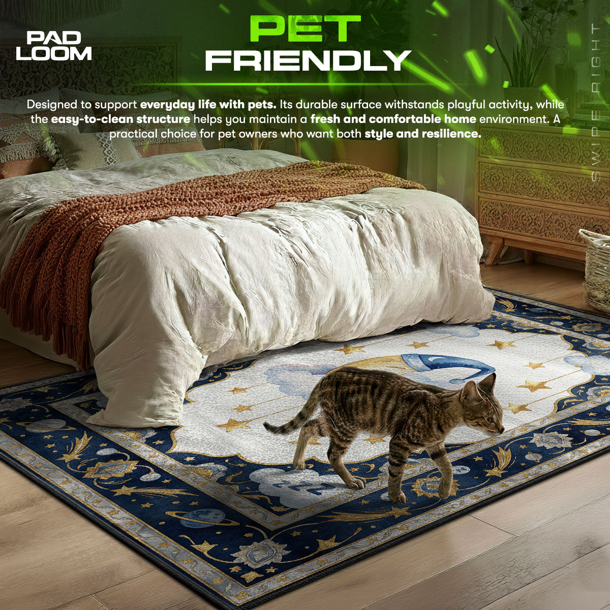 Sleepy Moon Stars Rug - Kids Floor Mat