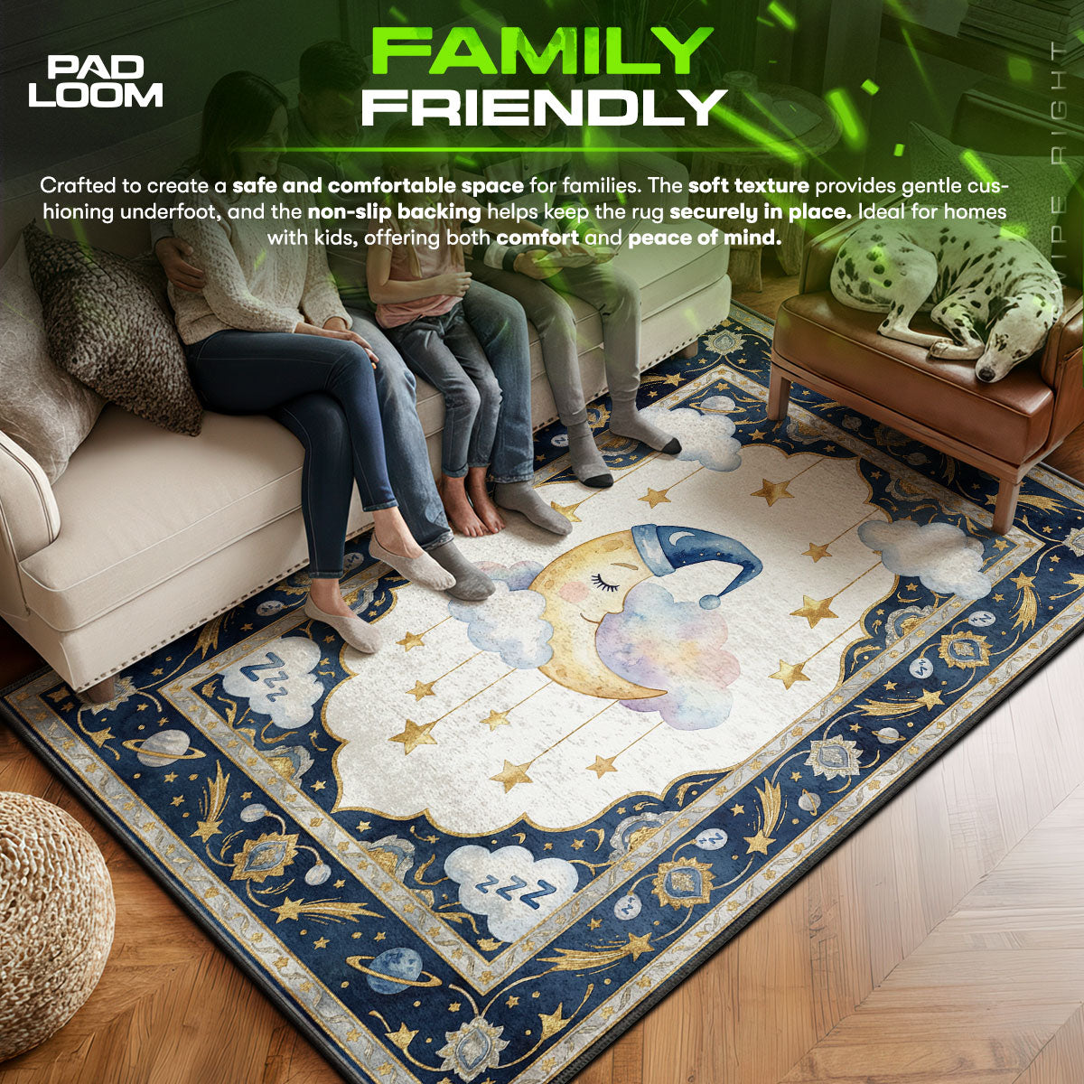 Sleepy Moon Stars Rug - Kids Floor Mat