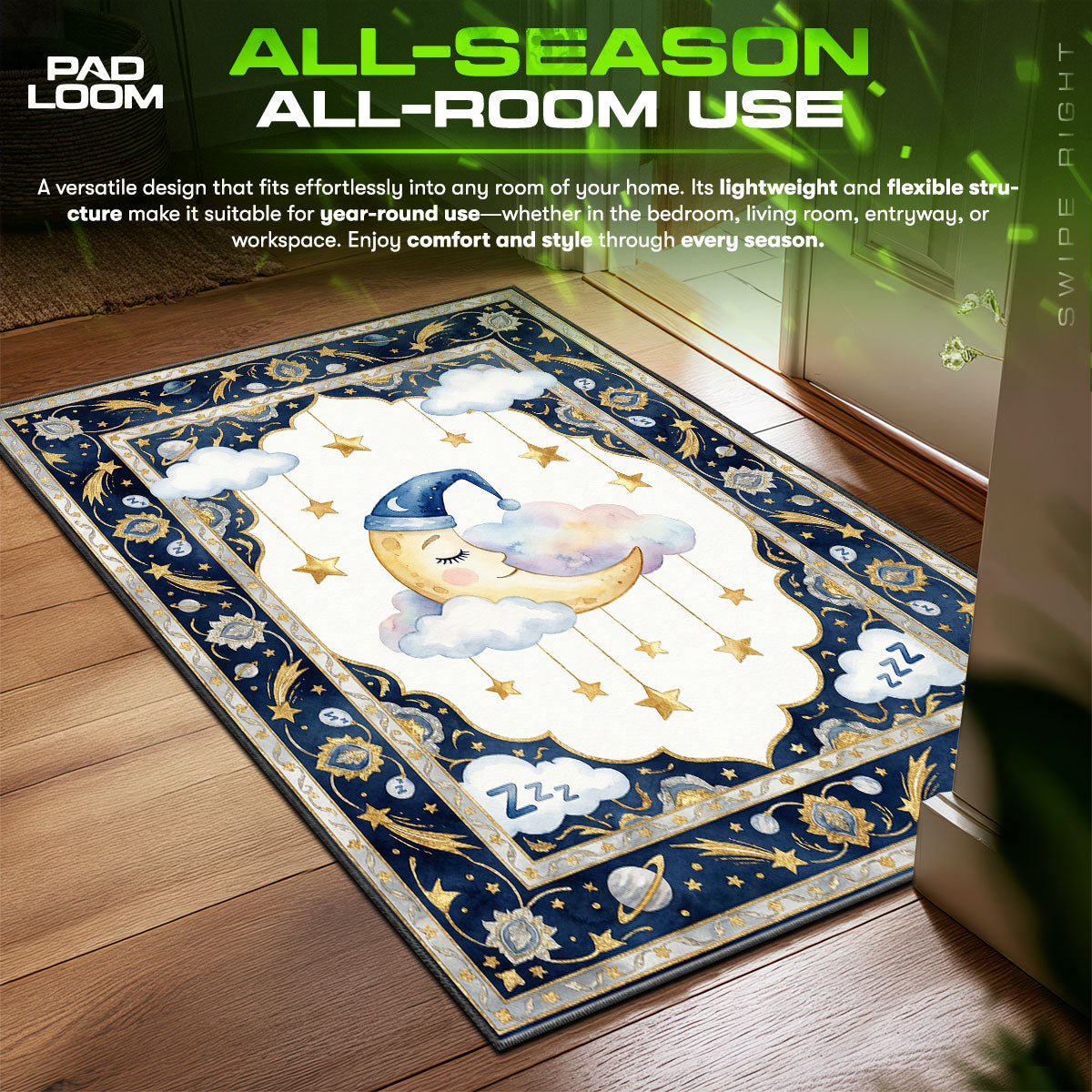 Sleepy Moon Stars Rug - Kids Floor Mat