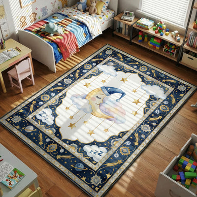 Sleepy Moon Stars Rug - Kids Floor Mat