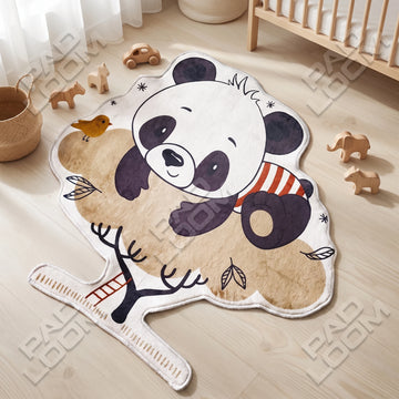 Sleepy Panda Rug - Shaped Nursery Area Rug