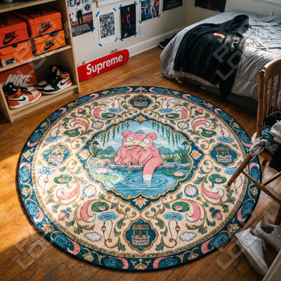 Slowpoke Fishing Round Rug - Pokemon Chair Mat