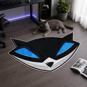 Sly Cooper shaped area rug, die-cut gaming rug