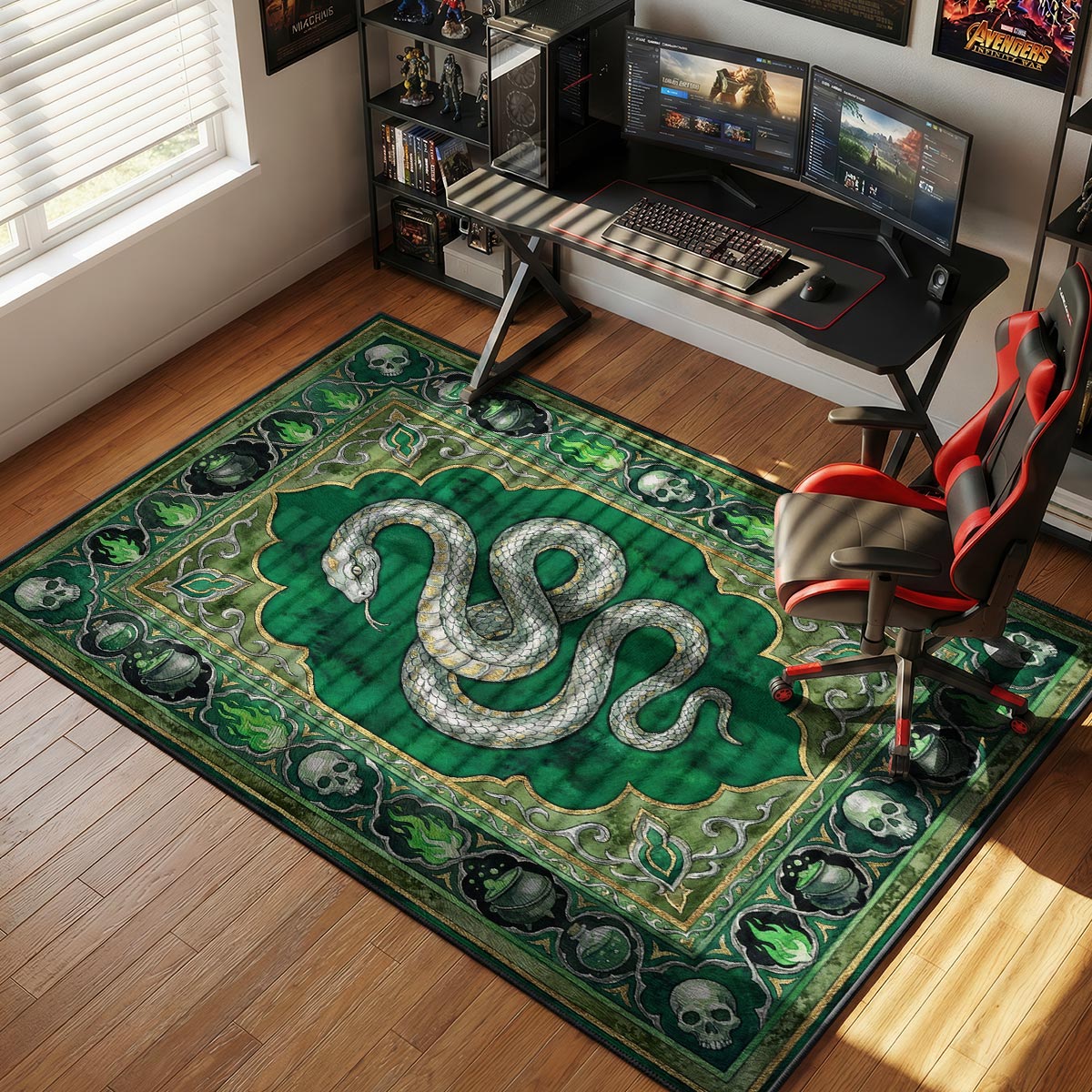 Slytherin Serpent Dungeon Harry Potter Room rug — main product view