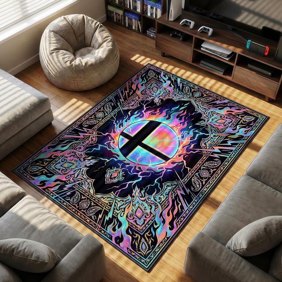 Smash Ball themed area rug for home decor fans