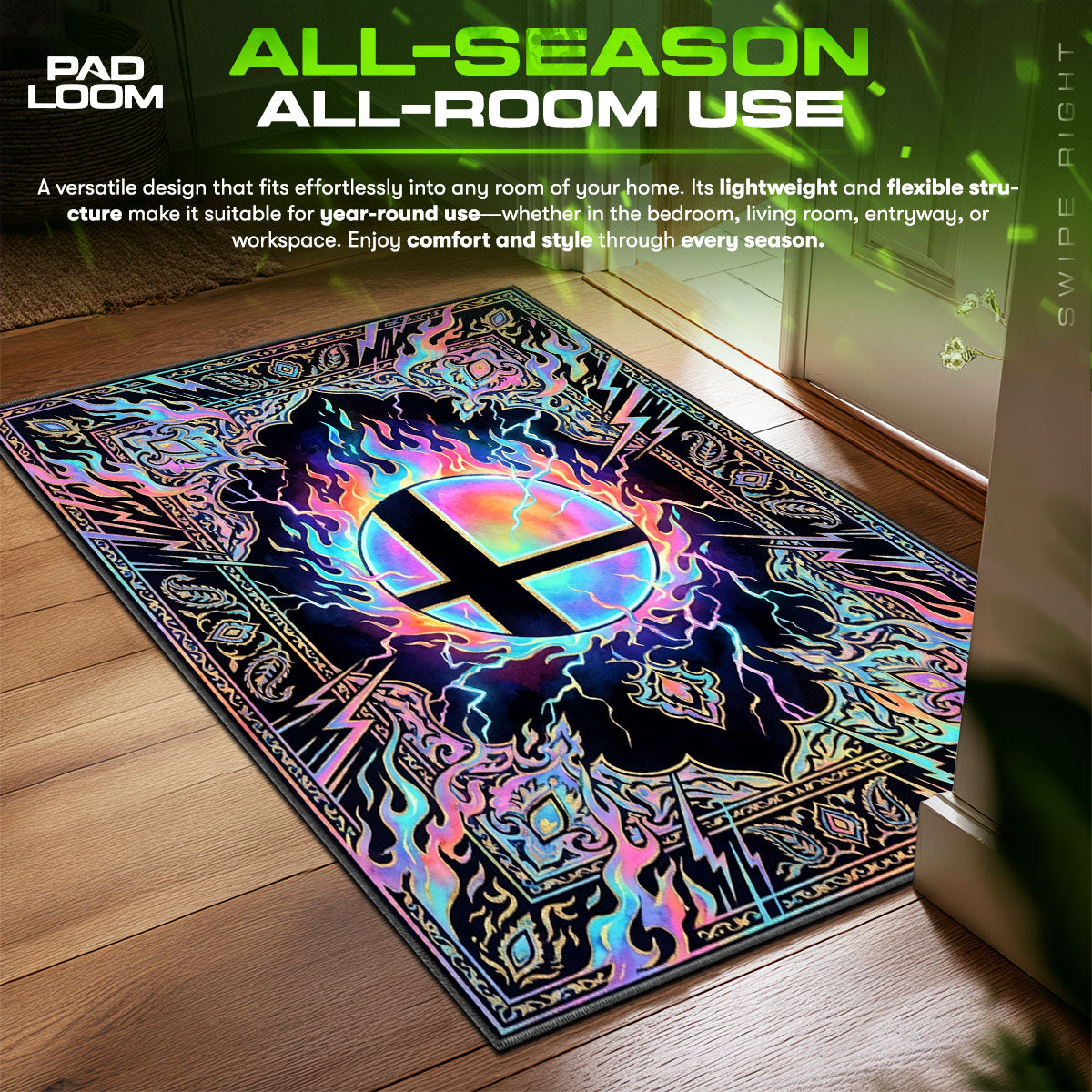 Smash Ball Mystic Flame Smash Bros Chair fan rug — premium quality print
